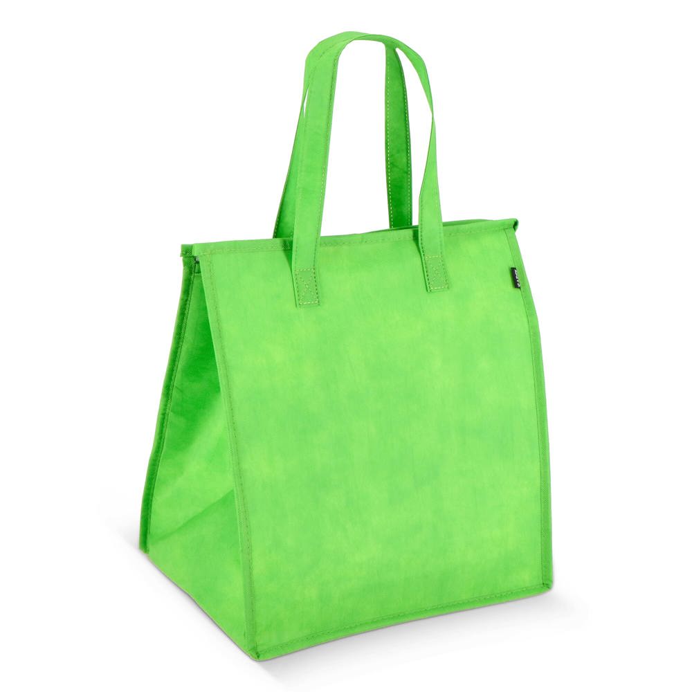 R-PET koeltas, non-woven, 33 x 25,5 x 37 cm, 75 g/m² - met logo of onbedrukt bestellen - lichtgroen