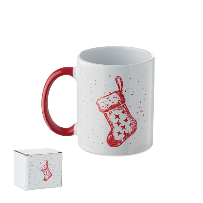 FESTIMUG - Keramische kerst mok 300ml - met logo of onbedrukt bestellen - Rood