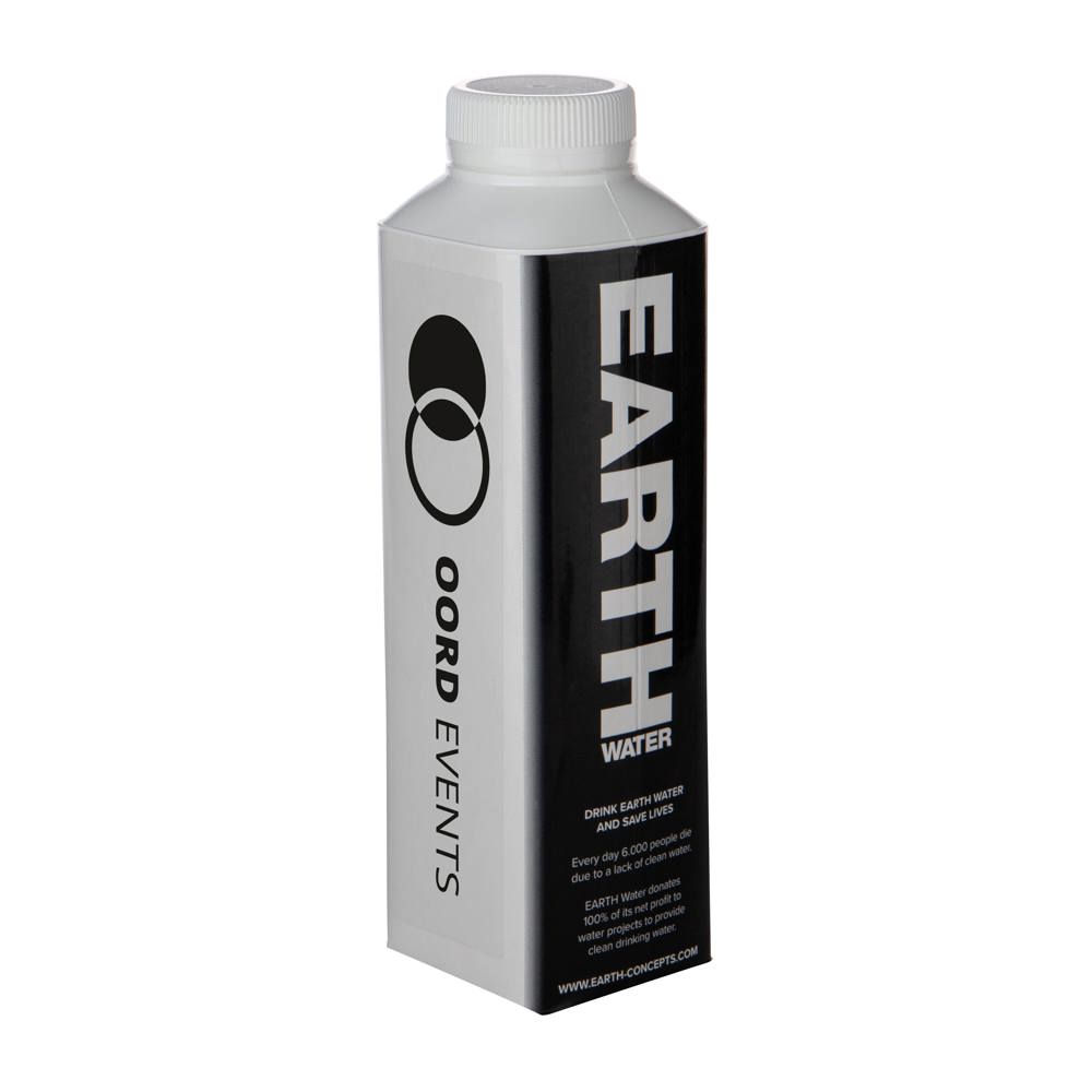 EARTH Water Tetra Pak 500 ml - bedrukt of onbedrukt verkrijgbaar - Zwart