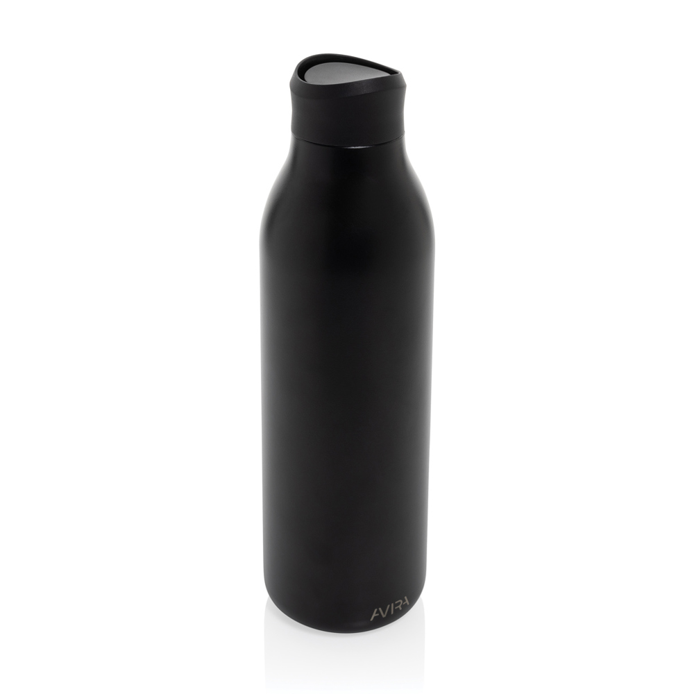 Avira Alok RCS recycled staal 360 waterfles 600ML - bedrukt of onbedrukt verkrijgbaar - zwart (± PMS Black)