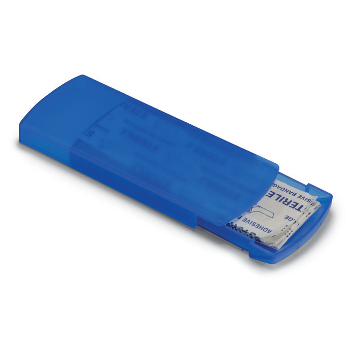 EVAN - Doosje met pleisters - voor bedrijven en relatiegeschenken - Transparant Blauw