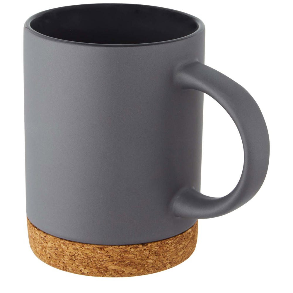 Neiva keramische mok van 425 ml met een bodem van kurk - voor bedrijven en relatiegeschenken - grijs