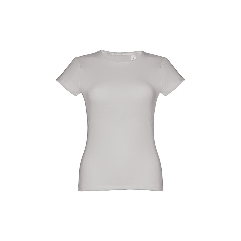 THC SOFIA. Katoenen dames-T-shirt met riem - bedrukt of onbedrukt verkrijgbaar - Licht Grijs