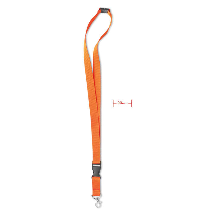 LANY - Lanyard, metalen haak. 20 mm - voor bedrijven en relatiegeschenken - oranje