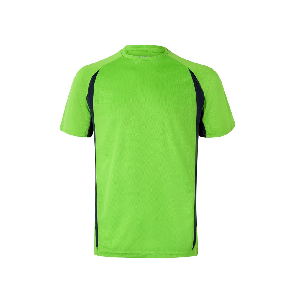 VL SLAYER. Tweekleurig technisch T-shirt met vogeloogjes (160g/m²) van polyester (100%) - bedrukt of onbedrukt - Groen, Marineblauw