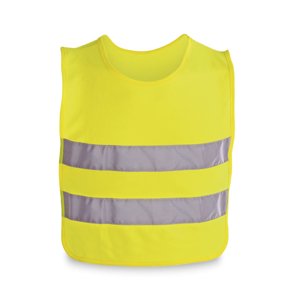 MIKE. 100% polyester reflecterende kindervesten - voor bedrijven en relatiegeschenken - geel