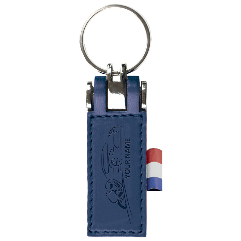 Sleutelhanger P02510F, Leder - voor bedrijven en relatiegeschenken - blauw