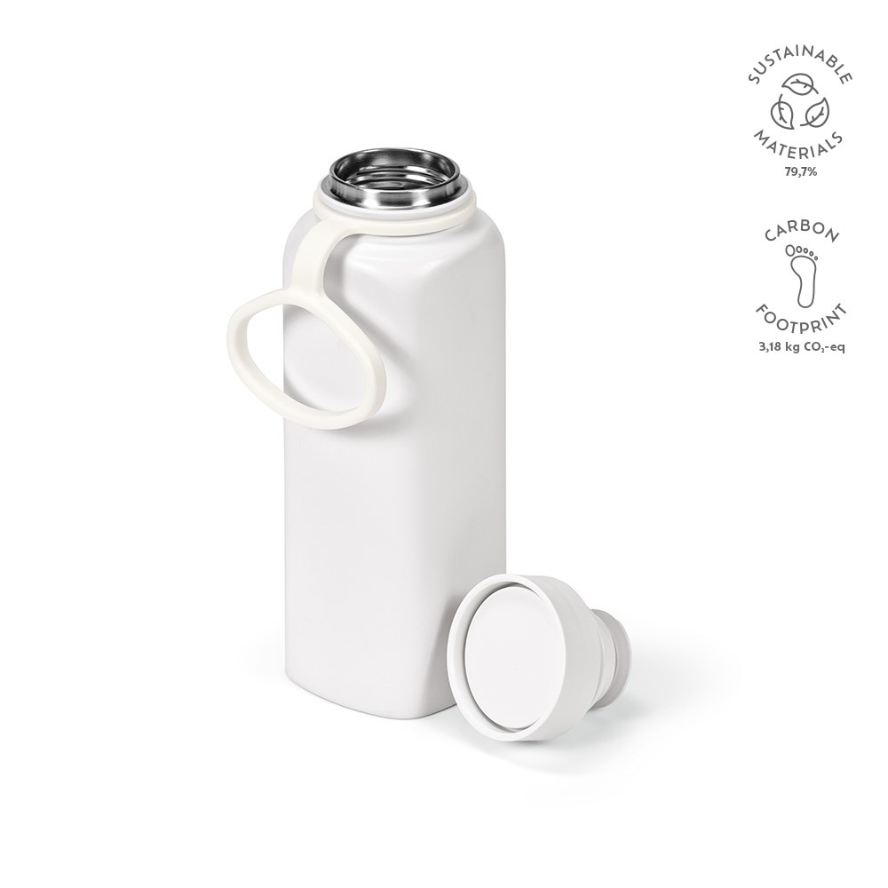 Ural fles gerecycled roestvrij staal 820 ml - met logo of onbedrukt bestellen - wit