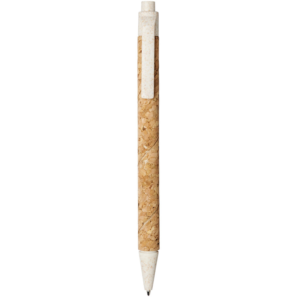 Midar balpen van kurk en tarwestro (zwarte inkt) - voor bedrijven en relatiegeschenken - Natuur, Crème