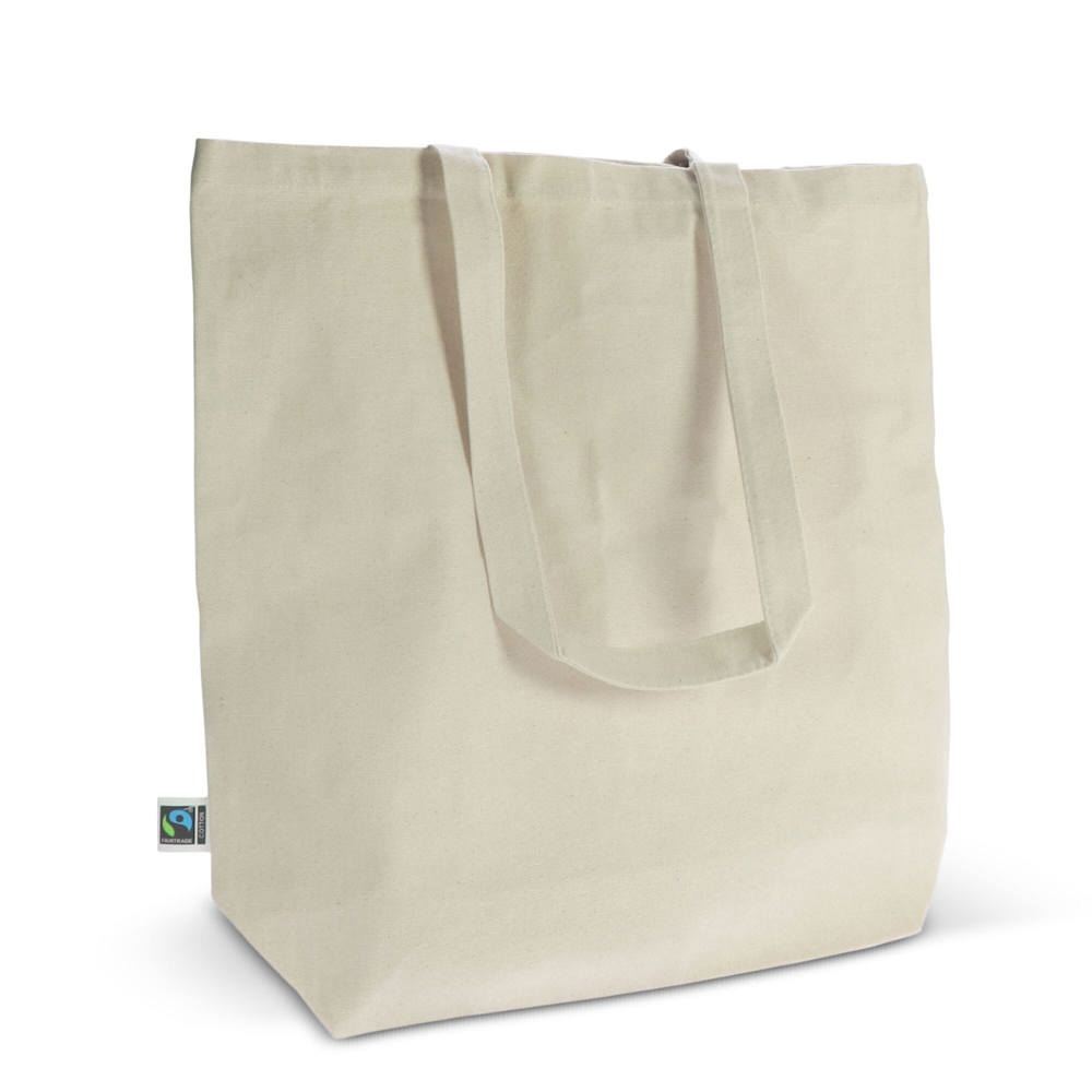 Fairtrade katoenen tas ecru lang 270g/m² 42x12x43 cm