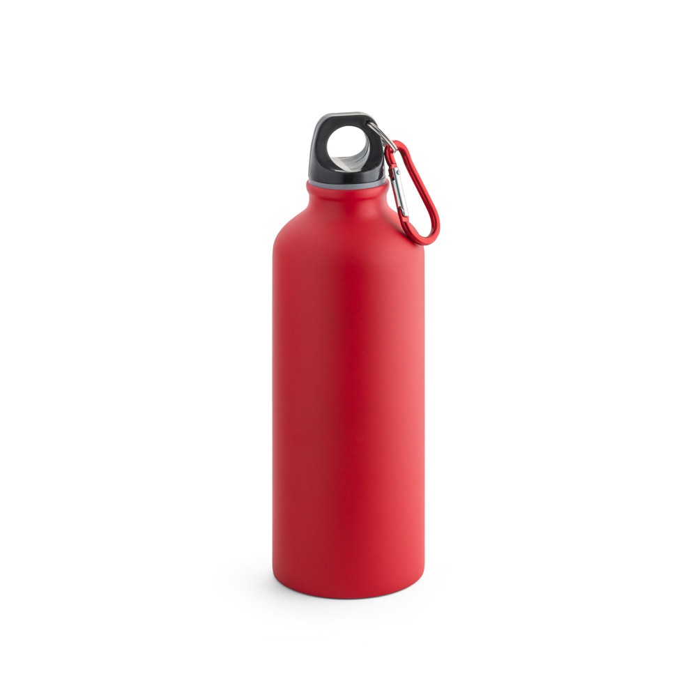 COLLINA. Aluminium fles met karabijnhaak 540 mL - bedrukt of onbedrukt verkrijgbaar - rood