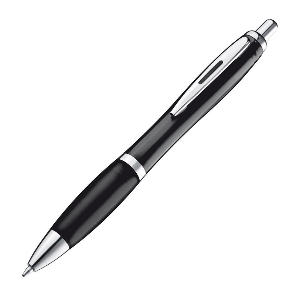 Pen met zilveren metalen clip - voor bedrijven en relatiegeschenken - Zwart