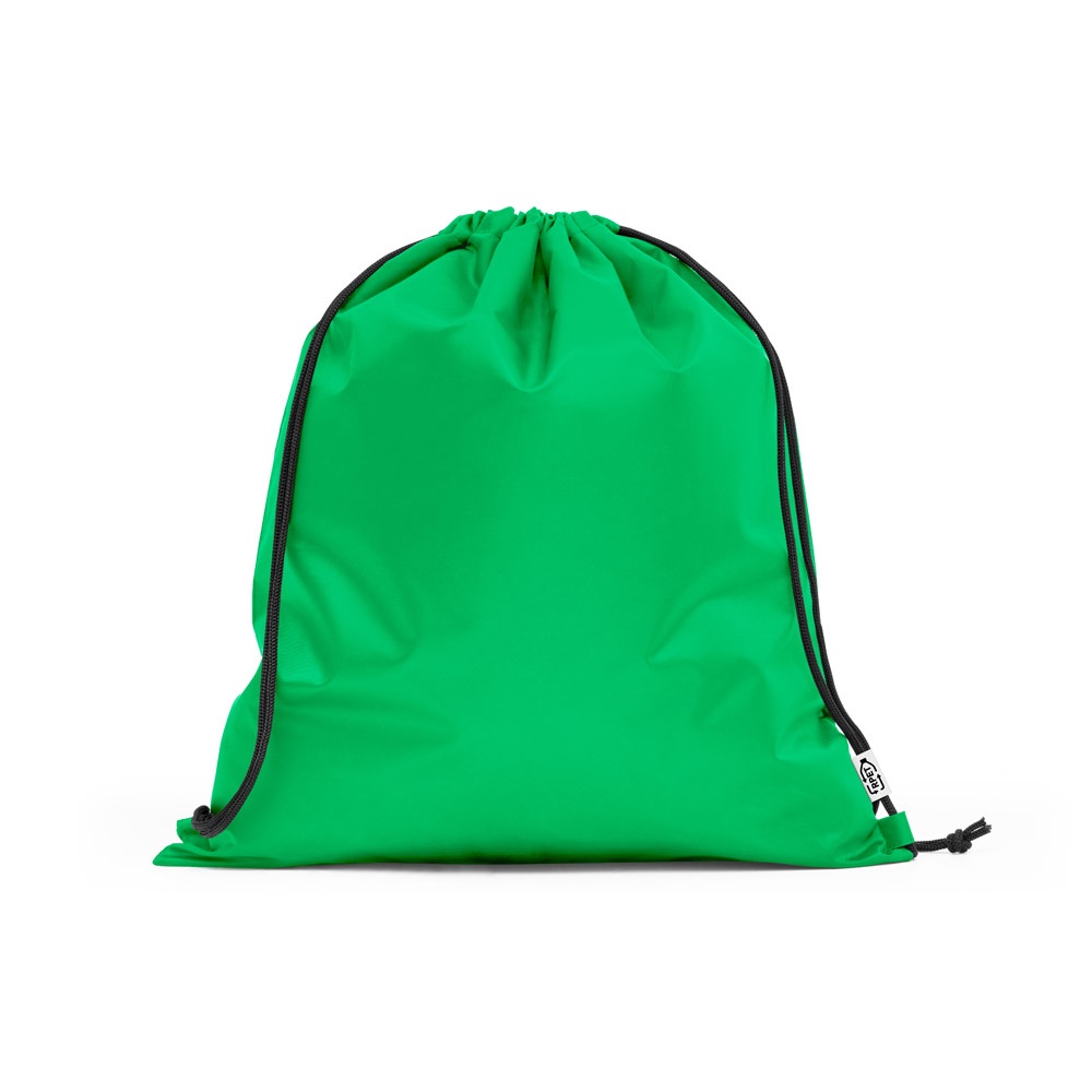 PEMBA. Gerecycled polyester (100% rPET) 190T drawstring rugtas - voor bedrijven en relatiegeschenken - groen