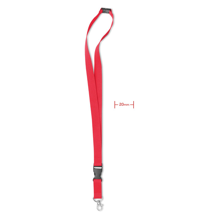 LANY - Lanyard, metalen haak. 20 mm - voor bedrijven en relatiegeschenken - rood
