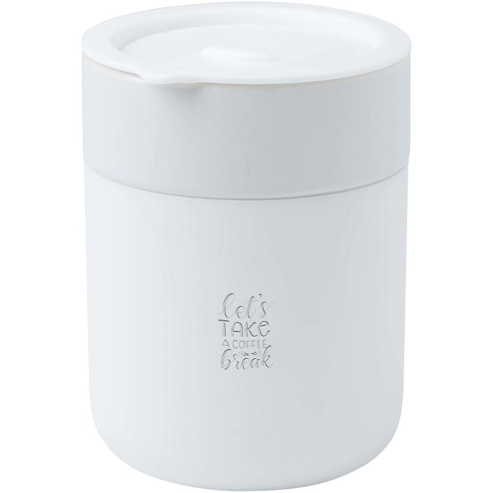 Java 330 ml beker van keramiek met siliconen wikkel en plastic deksel