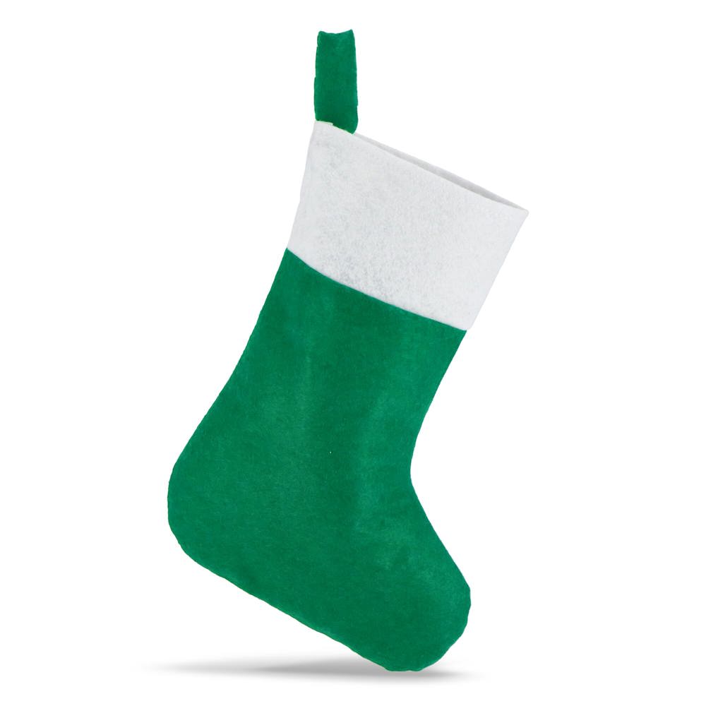 Vilten kerstsok 40 cm - voor bedrijven en relatiegeschenken - Wit / Groen
