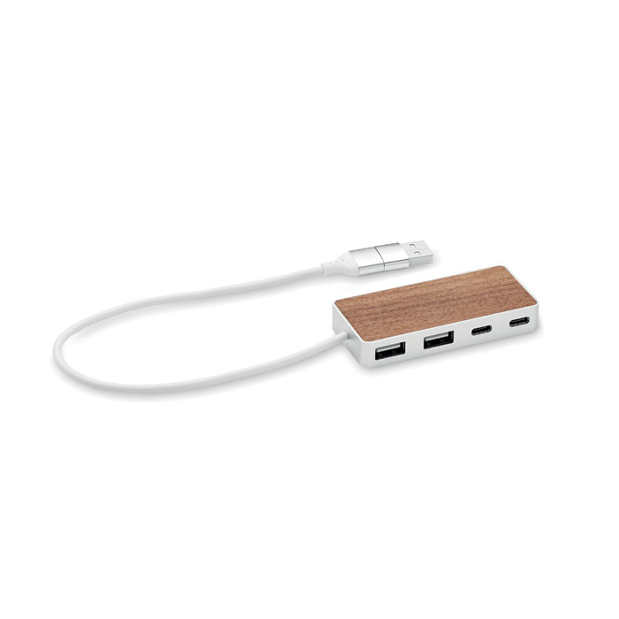 UBAH - USB-hub 4 poorten 27,5 cm - bedrukt of onbedrukt verkrijgbaar