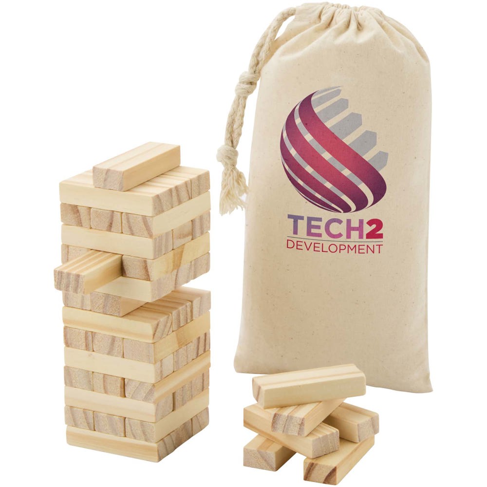 Jumble spel met omvallende toren van hout