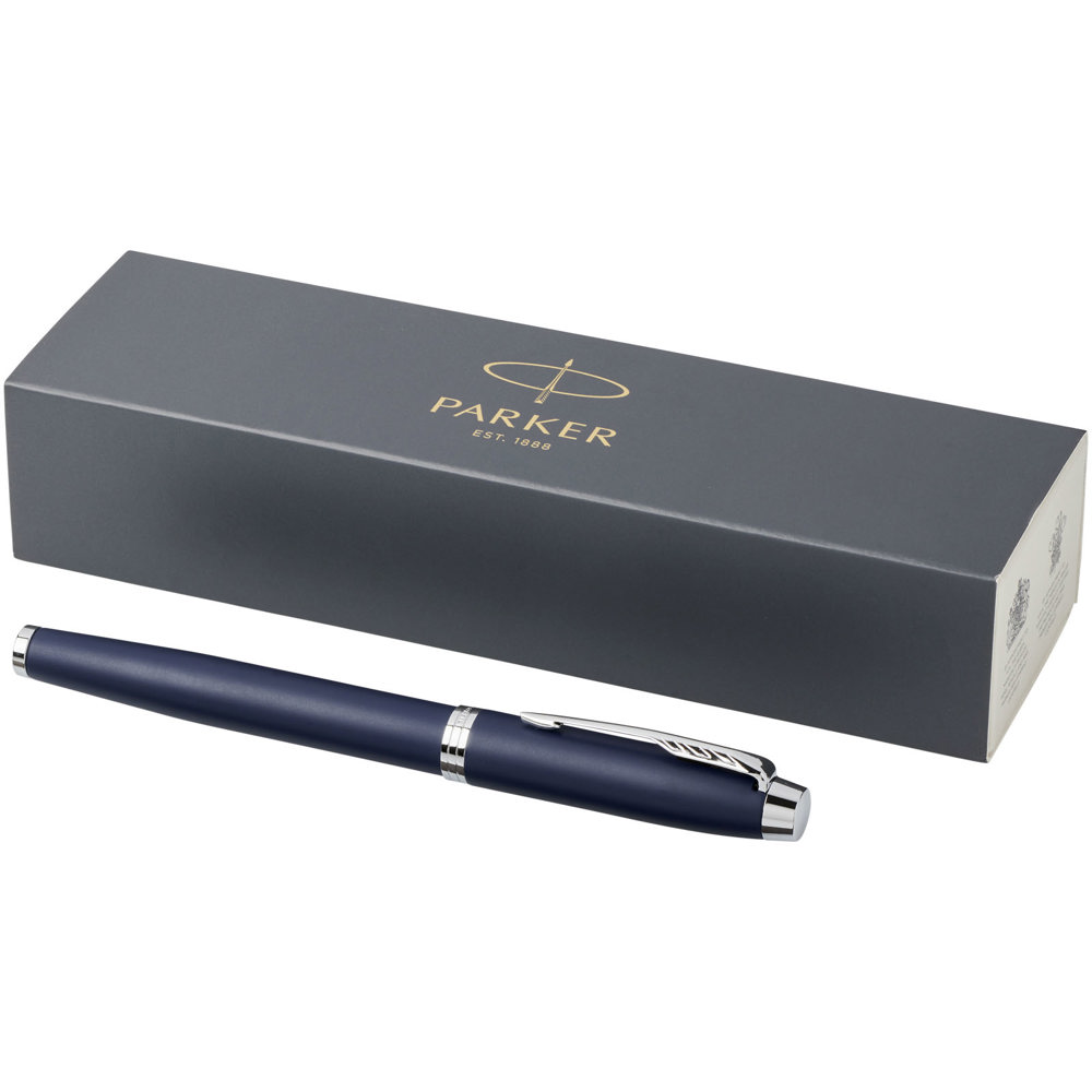 Parker IM rollerbalpen (zwarte inkt) - met logo of onbedrukt bestellen - Blauw, Zilver