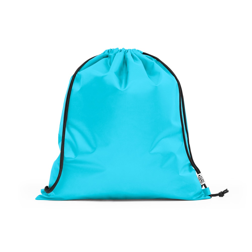 PEMBA. Gerecycled polyester (100% rPET) 190T drawstring rugtas - voor bedrijven en relatiegeschenken - licht blauw