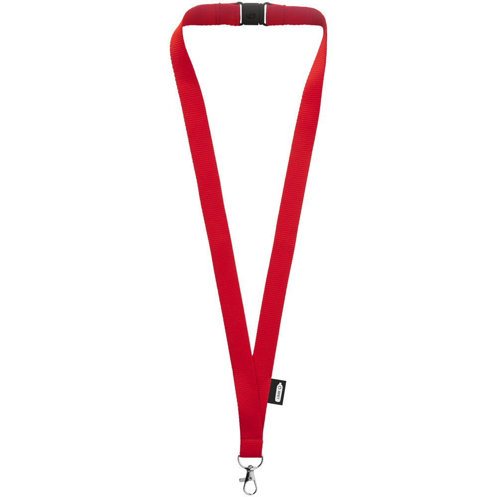 Tom gerecyclede PET lanyard met veiligheidssluiting - bedrukt of onbedrukt verkrijgbaar - rood
