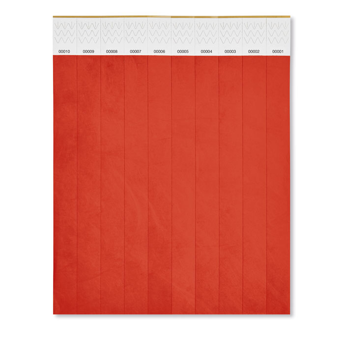 TYVEK - 1 Vel met 10 event armbandjes - voor bedrijven en relatiegeschenken - rood