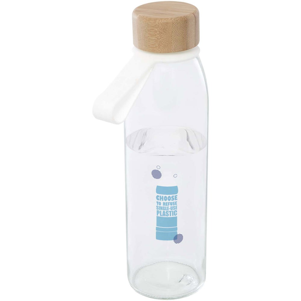 Porto 500 ml glazen waterfles met siliconen handgreep en bamboe deksel 