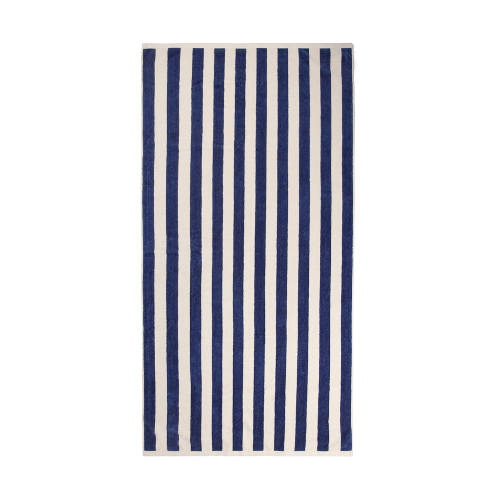 VINGA Lagoa GRS strandhanddoek - bedrukt of onbedrukt verkrijgbaar - donkerblauw, wit (± PMS 19-0427 TPG/ ± PMS White)
