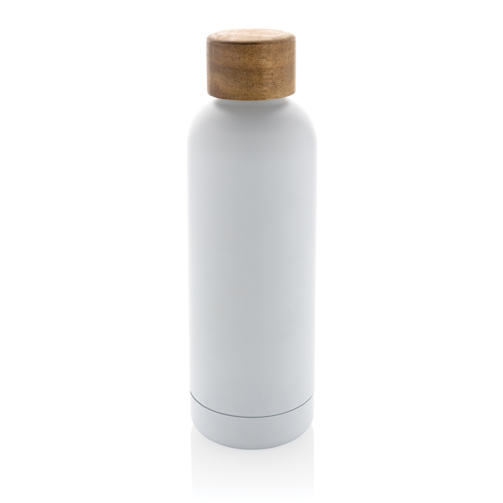 Wood RCS-gecertificeerde gerecycled rvs vacuümfles - bedrukt of onbedrukt verkrijgbaar - wit (± PMS White)