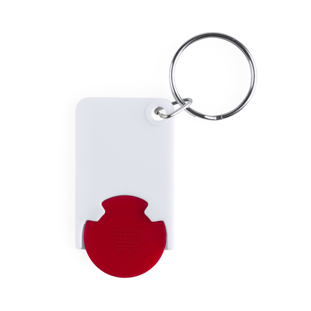 Trolex - winkelwagenmunt sleutelhanger - met logo of onbedrukt bestellen - rood/wit