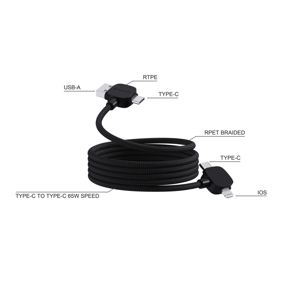 Urban Vitamin Stockton 65W gerecycled TPE/PET magn. kabel