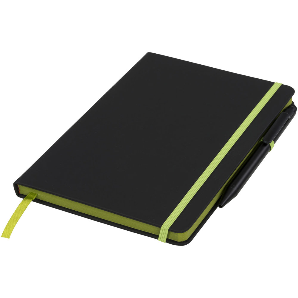 Noir Edge medium notitieboek - met logo of onbedrukt bestellen - Zwart, Lime