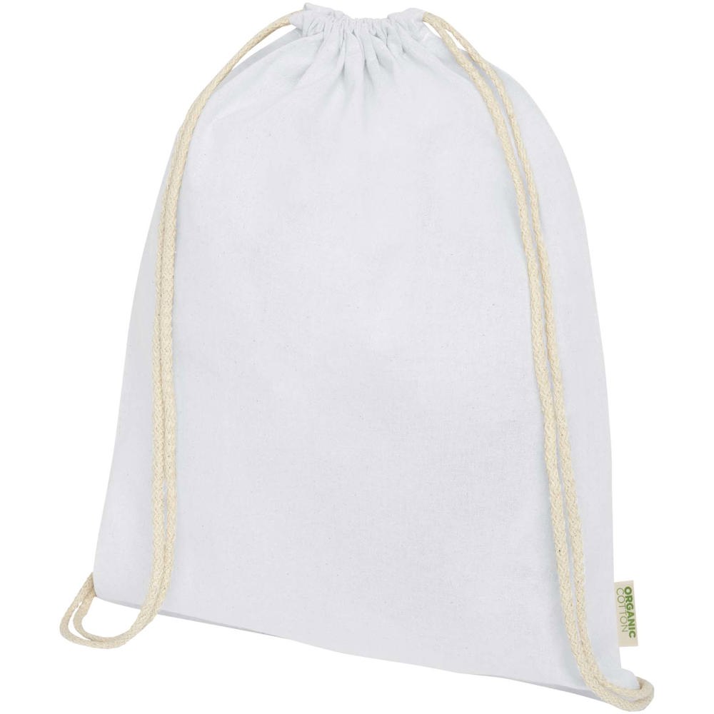Orissa organisch katoenen rugzak van 140 g/m² met trekkoordsluiting 5L - voor bedrijven en relatiegeschenken - wit