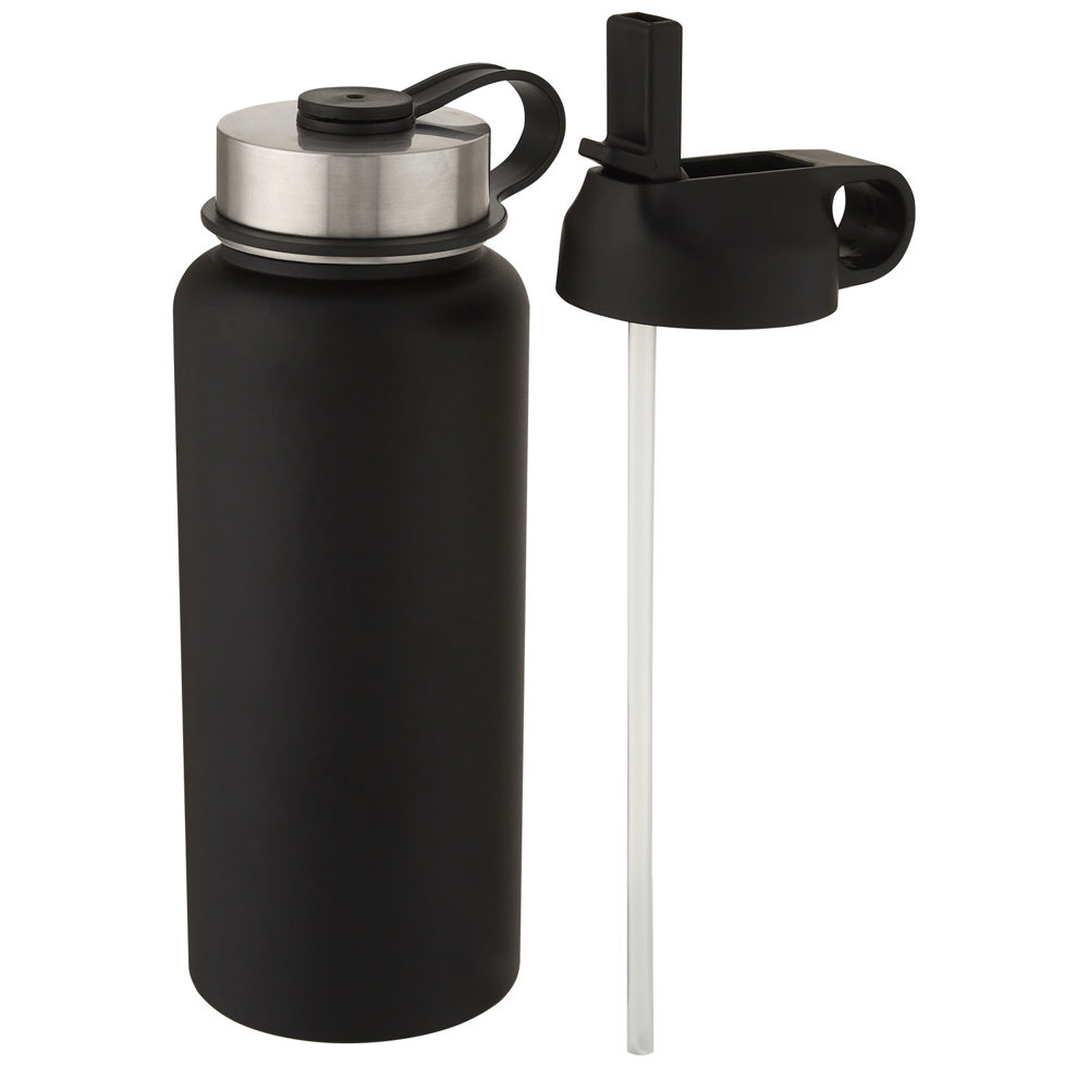 Supra 1 liter koper vacuüm geïsoleerde drinkfles met 2 deksels - voor bedrijven en relatiegeschenken