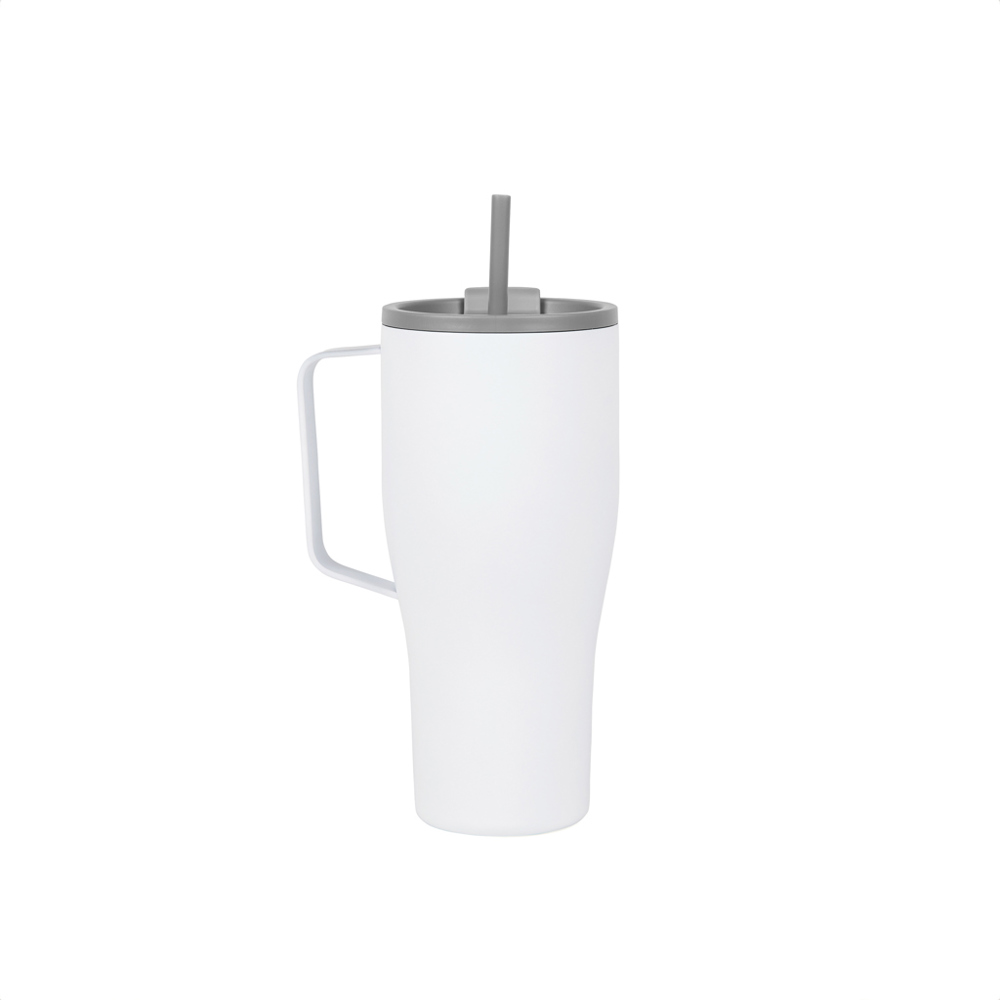 VINGA Eos voyager RCS recycled RVS 800 ML - voor bedrijven en relatiegeschenken - wit, grijs (± PMS White/ ± PMS Cool Grey 11C)