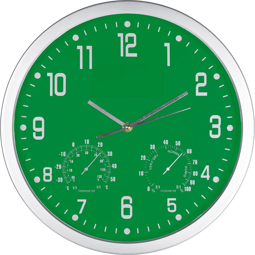 Wandklok met thermometer en hygrometer - kopen of bedrukken - Groen
