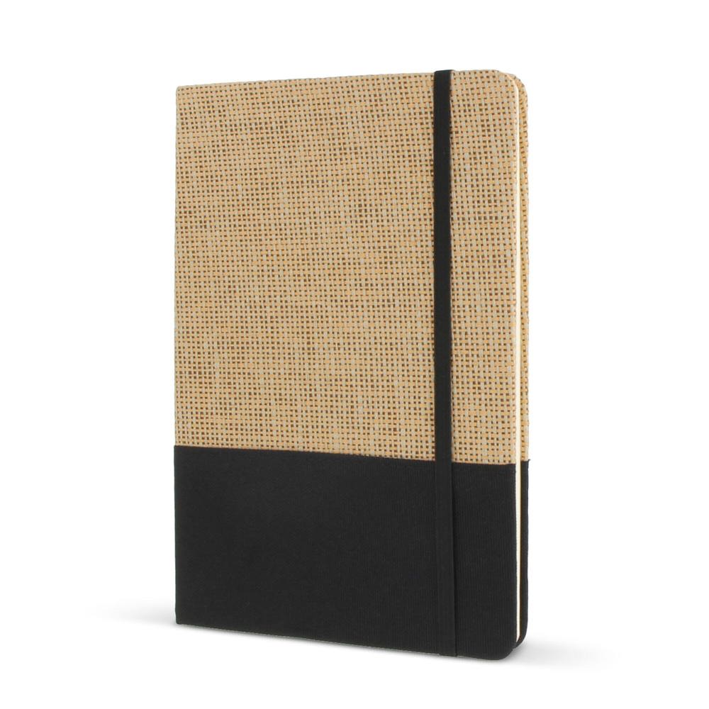 Notitieboek jute R-PET - voor bedrijven en relatiegeschenken - Zwart