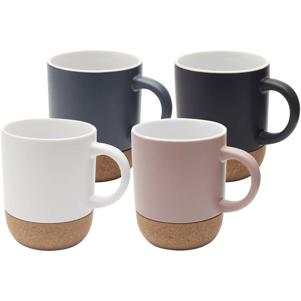 Billie 300 ml mok van keramiek met kurkdetails en matte afwerking