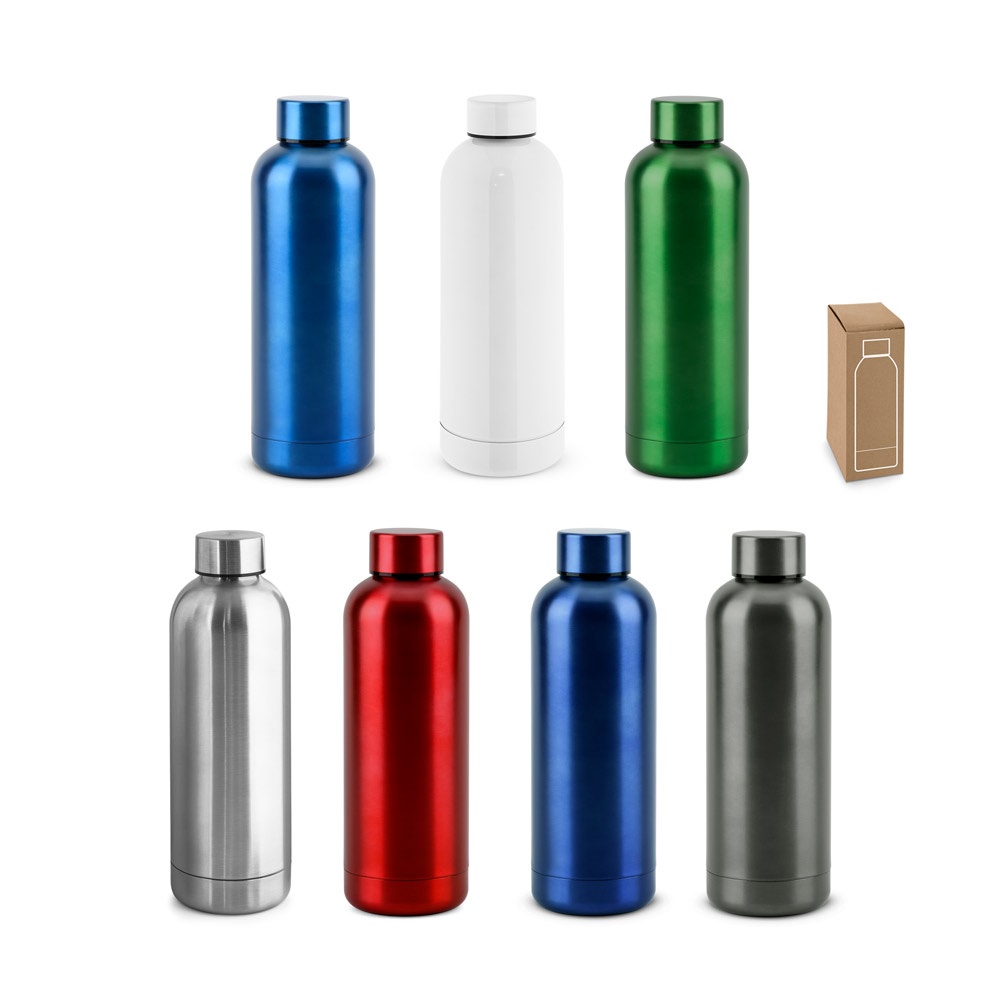 ODIN METTALIC. Fles van 90% gerecycled roestvrijstaal 550 mL - met logo of onbedrukt bestellen