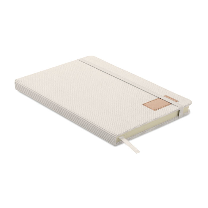 CORDI NOTE - A5 RPET corduroy notitieboek - met logo of onbedrukt bestellen - Gebroken Wit