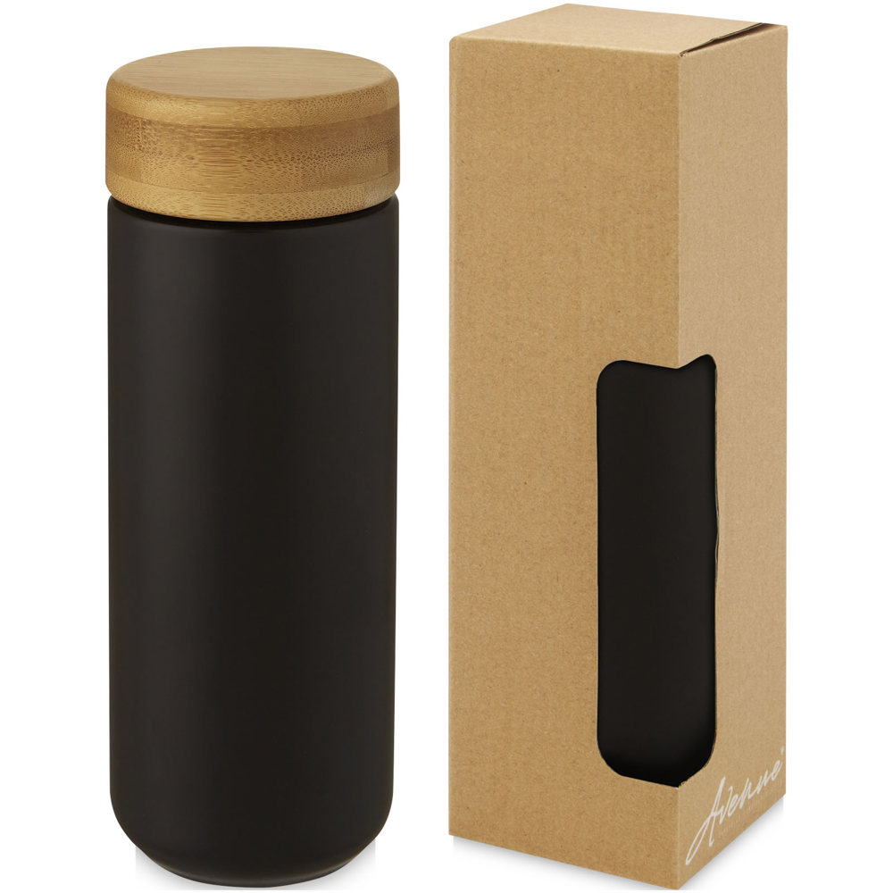 Lumi keramische beker met deksel van bamboe van 300 ml - kopen of bedrukken - Zwart