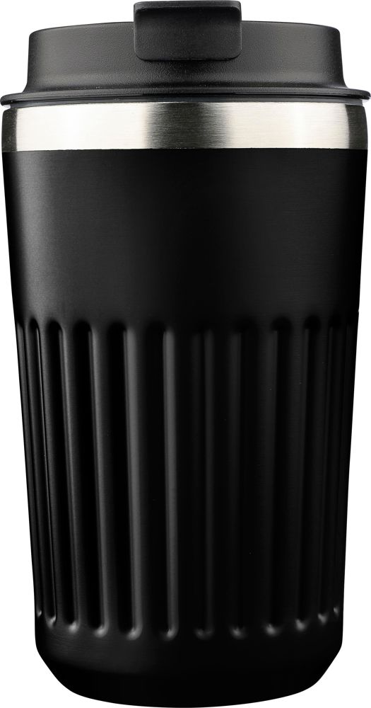 Recycled roestvrijstalen thermosbeker (400 ml) Chiara - met logo of onbedrukt bestellen - zwart
