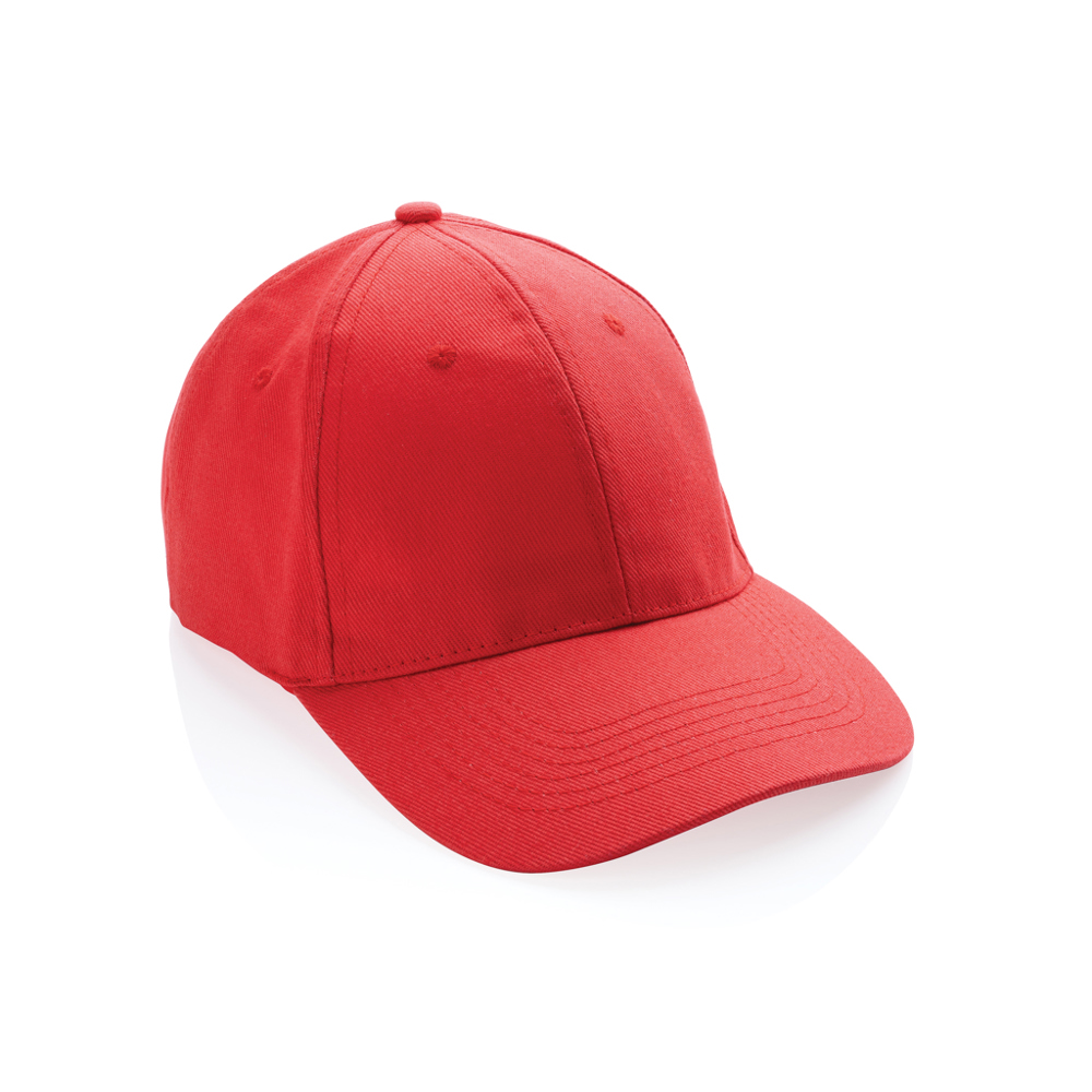 Impact AWARE™ 6 panel 280gr gerecycled katoenen cap - voor bedrijven en relatiegeschenken - luscious red (± PMS 17-1663TCX)