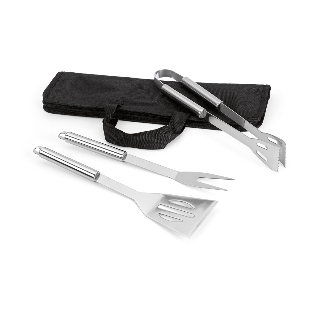 SOARES. 3 delige roestvrijstalen barbecueset