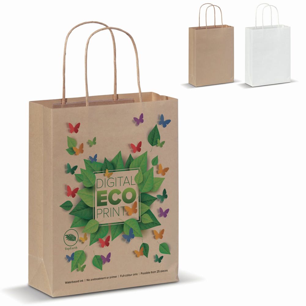 Papieren kraft tas 90g/m² 18x8x22cm - voor bedrijven en relatiegeschenken