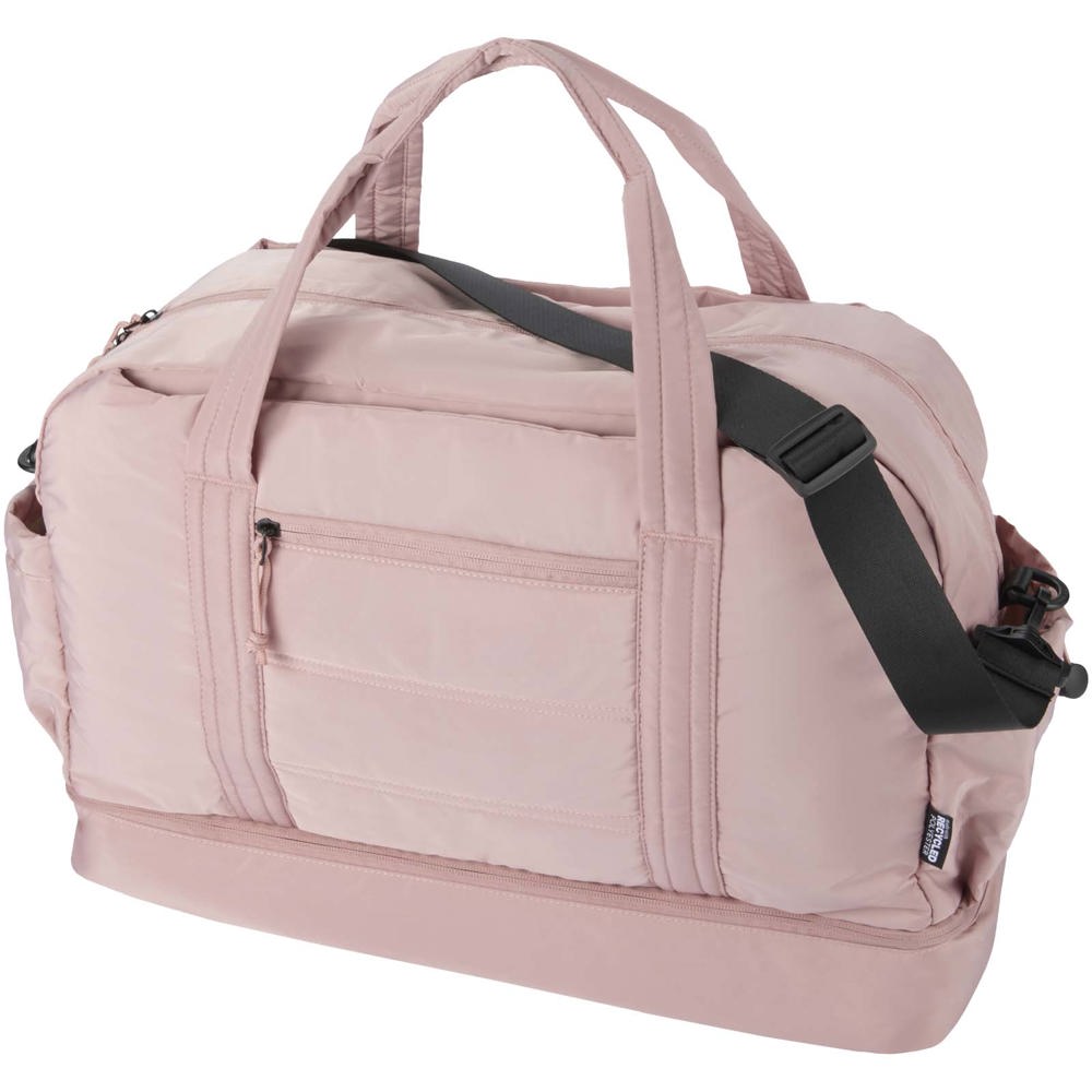 Puffer GRS gerecycleerde duffelbag met geïsoleerde bodem 30L - bedrukt of onbedrukt verkrijgbaar - Oudroze