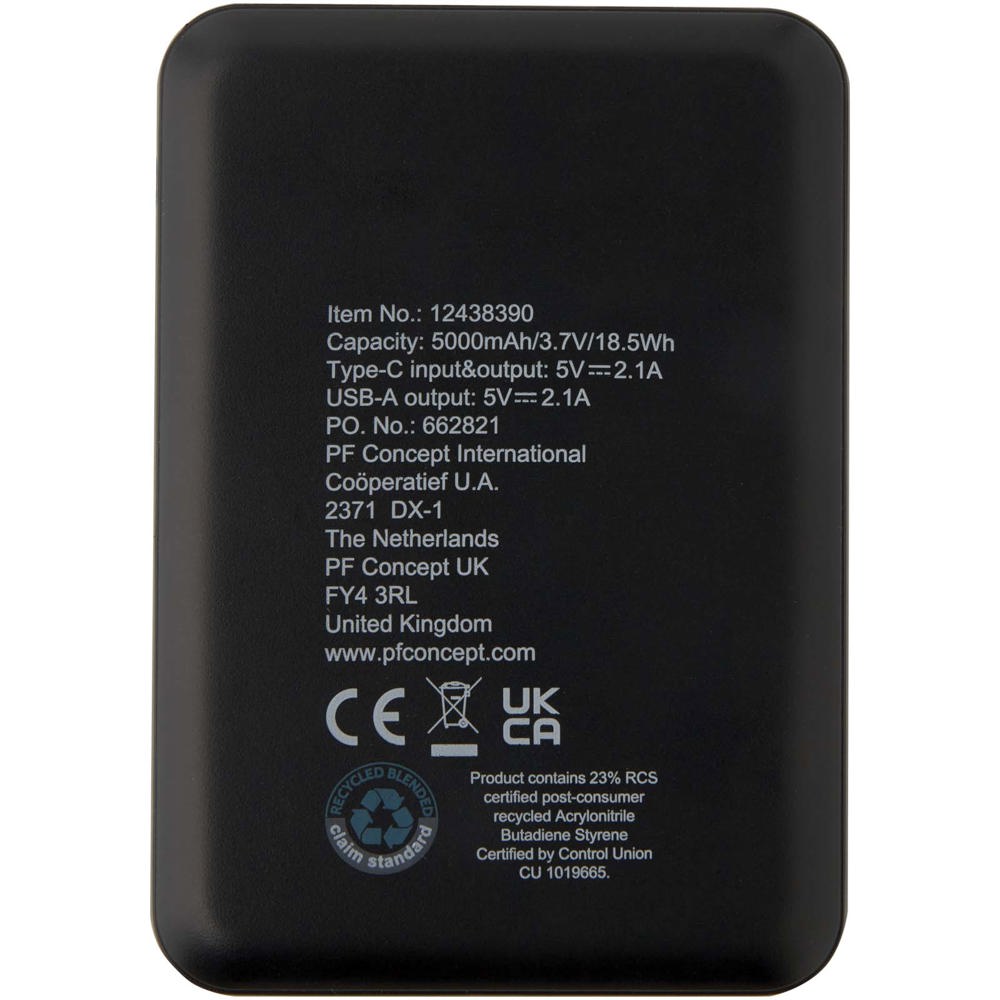 Asama type-C powerbank van 5000 mAh van gerecycled plastic