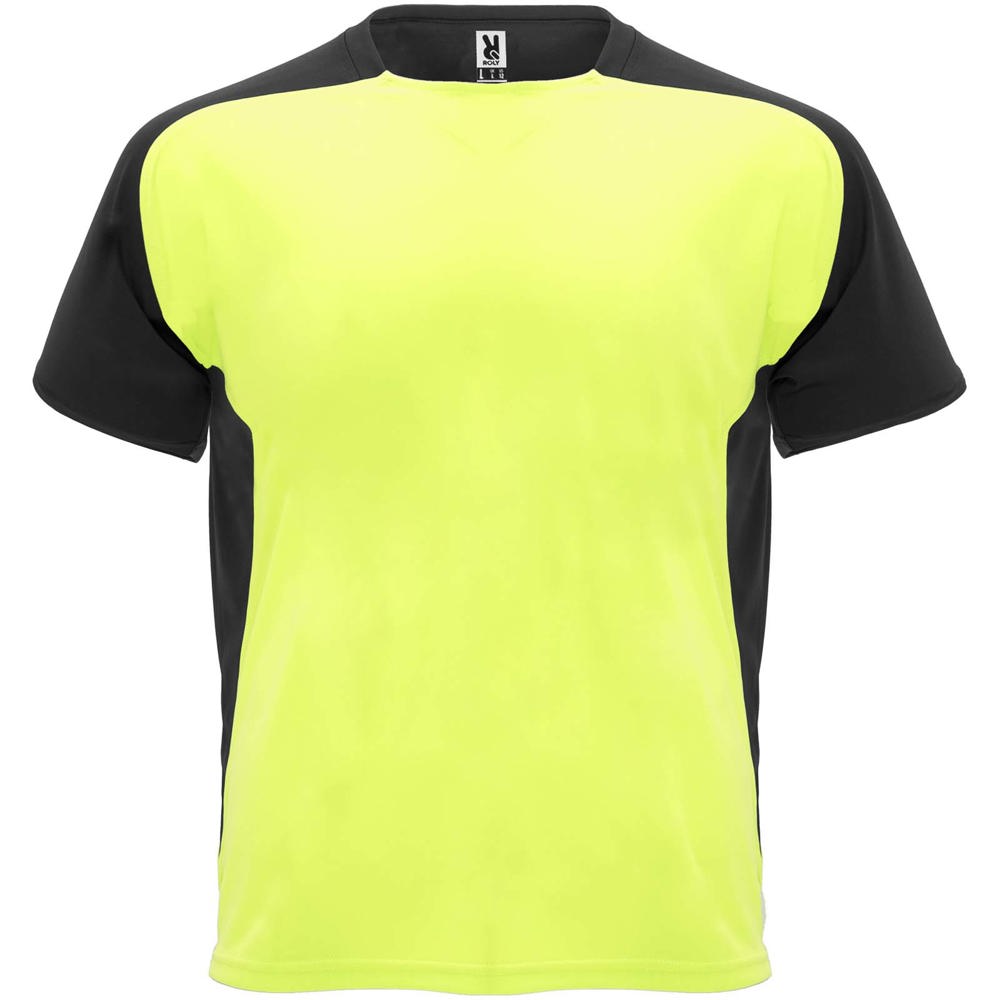 Bugatti unisex sportshirt met korte mouwen - voor bedrijven en relatiegeschenken - Fluorgeel, Zwart