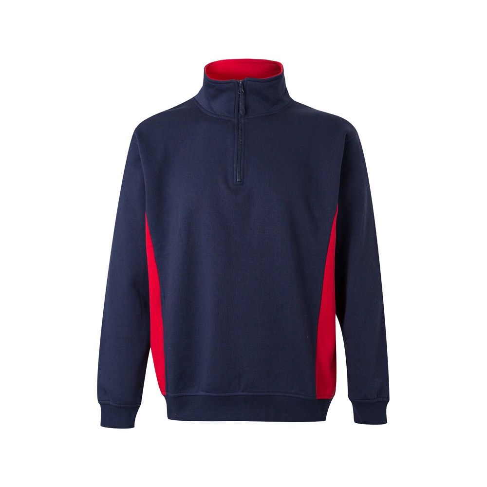 VL SVAROG. Tweekleurig sweatshirt van badstof (260g/m²), van polyester (65%) en katoen (35%) - voor bedrijven - Marineblauw, Rood