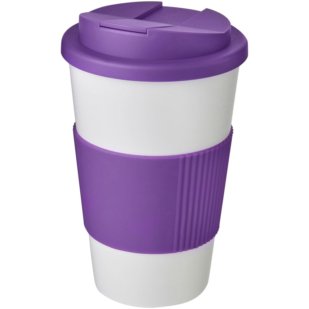 Americano® 350 ml geïsoleerde beker met handvat - voor bedrijven en relatiegeschenken - Wit, Paars